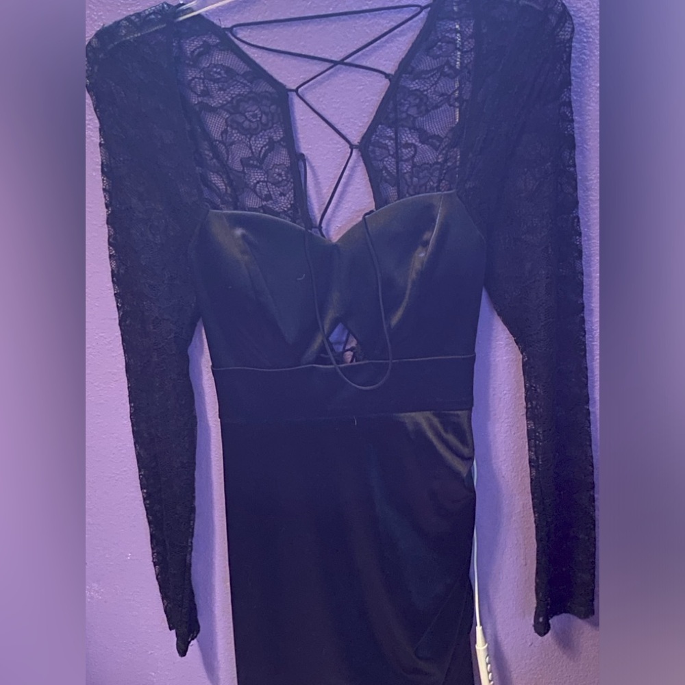 Windsor privy lace goth black mini dress